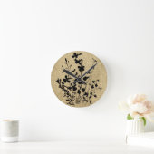 Wildflower Silhouette Burlap Ronde Klok (Huis)