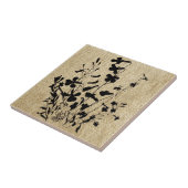 Wildflower Silhouette Burlap Tegeltje (Zijkant)