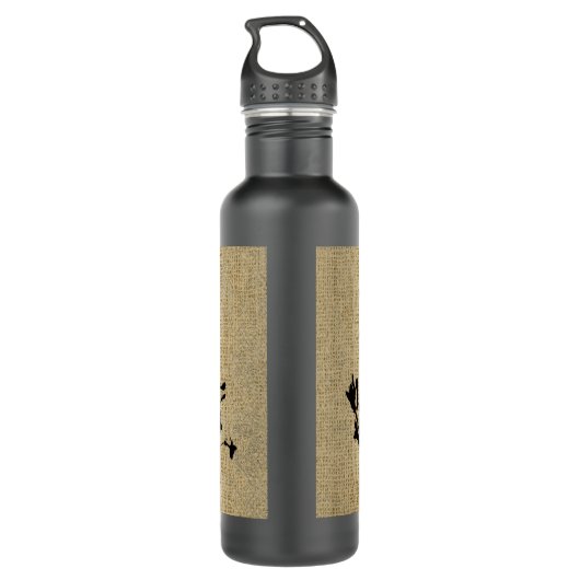 Wildflower Silhouette Burlap Waterfles (Achterkant)