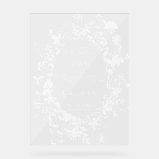 Wildflower Silhouette Lijst bruiloft Welkom Acryl Bord (Voorkant)