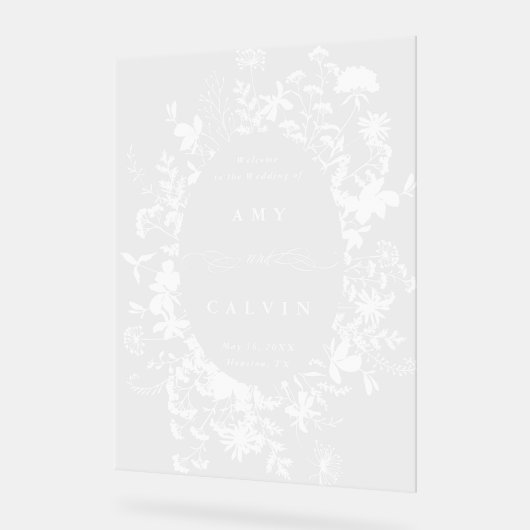 Wildflower Silhouette Lijst bruiloft Welkom Acryl Bord (Hoek)