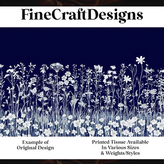 Wildflower Silhouette Midnight Blue J4 Decoupage Tissuepapier
