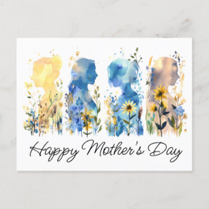 Wildflower Silhouette Moederdag Briefkaart