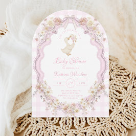 Wildflower Silly Goose Pink Bow Girl Baby Shower Kaart