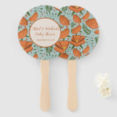 Wildflower Sinaasappel klaproos Baby shower Handwaaier (Voorkant en achterkant)