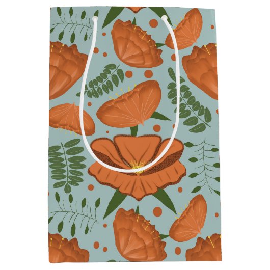 Wildflower Sinaasappel klaproos Baby shower Medium Cadeauzakje (Voorkant)