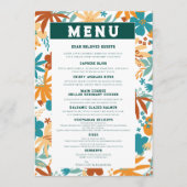 Wildflower Sinaasappel Ranunculus Daisy Blauwgroen Menu (Voorkant)