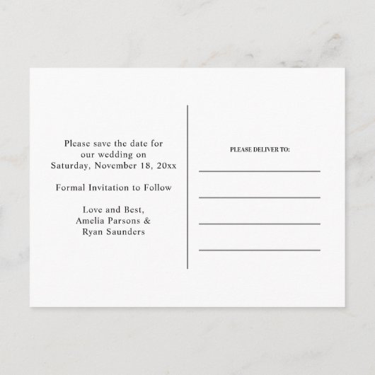 Wildflower Sketch Burnt Sinaasappel Save the Date Aankondigingskaart (Achterkant)