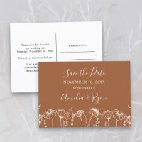 Wildflower Sketch Burnt Sinaasappel Save the Date