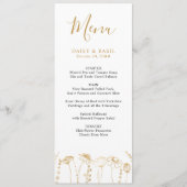 Wildflower Sketch Floral Gold White Wedding Menu (Voorkant)