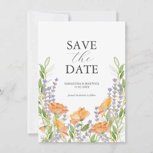 Wildflower Sla de datumkaarten op Save The Date (Voorkant)