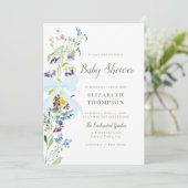Wildflower Soft Blooms Blue Bow Boy Baby shower Kaart (Staand voorkant)