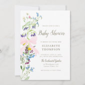 Wildflower Soft Blooms Pink Bow Girl Baby shower Kaart (Voorkant)