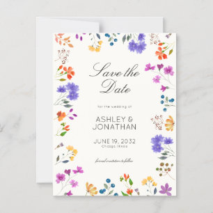Wildflower Soft White Wedding Save the Date Magnet Magnetische Uitnodiging