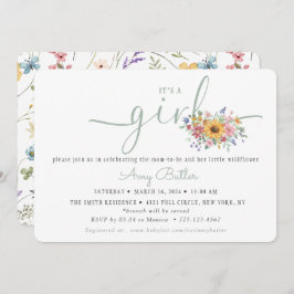 Wildflower Solid Green Shower Book Invitation Kaart