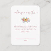 Wildflower Solid Pink Baby Shower Diaper Raffle  Informatiekaartje (Voorkant)