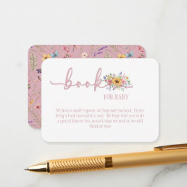 Wildflower Solid Pink Book for Baby Card Informatiekaartje