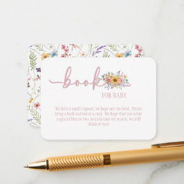 Wildflower Solid Pink Book for Baby Card Informatiekaartje