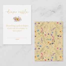 Wildflower Solid Yellow Baby shower Luier Raffle Informatiekaartje