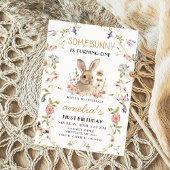 Wildflower Some Bunny Girl 1e verjaardag uitnodigi Kaart