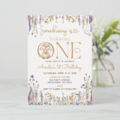 Wildflower Some Bunny wordt een 1e verjaardag Kaart (Staand voorkant)