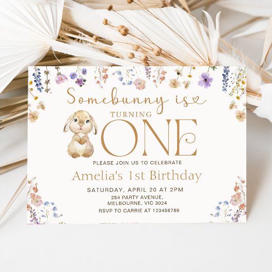 Wildflower Some Bunny wordt een 1e verjaardag Kaart