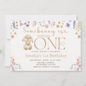 Wildflower Some Bunny wordt een 1e verjaardag Kaart (Voorkant)