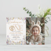 Wildflower Some Bunny wordt een 1e verjaardag Kaart (Staand voorkant)