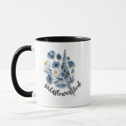 Wildflower Soul Blue Floral Art Mok (Links)