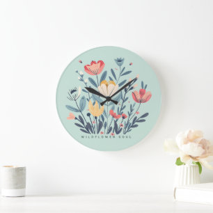 Wildflower Soul Boho Bloemige Botanische Wandklok