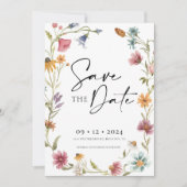 Wildflower Sparen de Uitnodiging van de Datum (Voorkant)