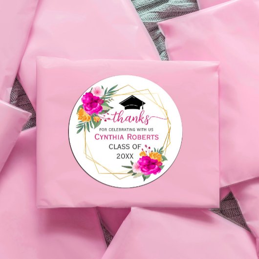 Wildflower Spring Afstuderen Bedankt Ronde Sticker