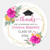 Wildflower Spring Afstuderen Bedankt Ronde Sticker (Voorkant)