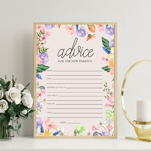 Wildflower Spring Baby Advies Schrijven Kaart Teke Foto Afdruk