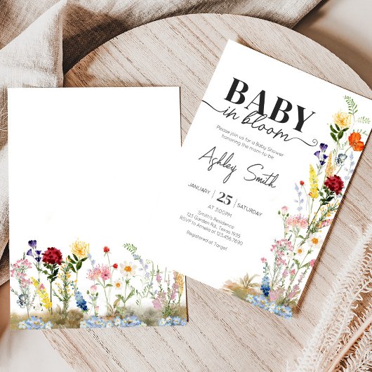 Wildflower Spring Baby in Bloom Baby shower Kaart