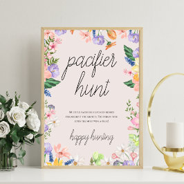 Wildflower Spring Baby Pacifier Hunt Kaart Sign Foto Afdruk