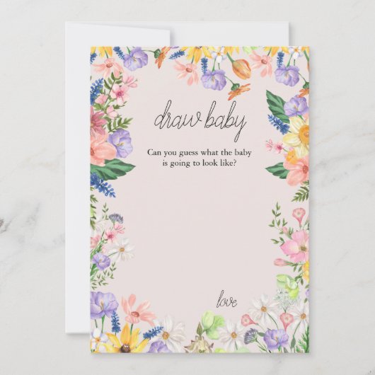 Wildflower Spring Baby shower Draw Baby Game Kaart (Voorkant)