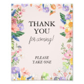 Wildflower Spring Baby shower Favors Sign Foto Afdruk (Voorkant)