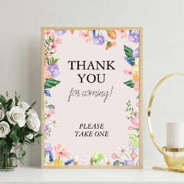 Wildflower Spring Baby shower Favors Sign Foto Afdruk