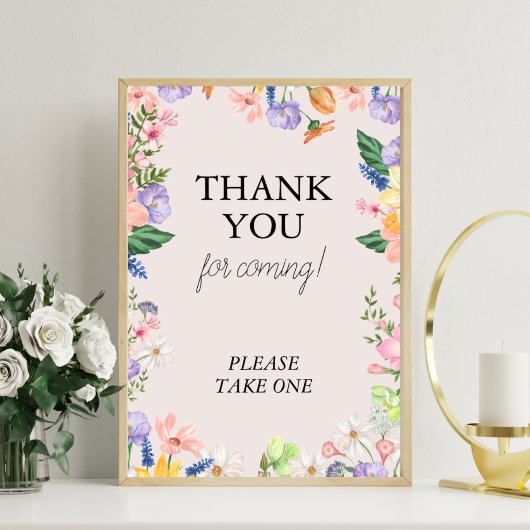 Wildflower Spring Baby shower Favors Sign Foto Afdruk