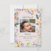 Wildflower Spring Baby shower Foto Dank u Bedankkaart (Voorkant)