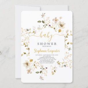Wildflower Spring Baby shower Girl Invitation Kaart