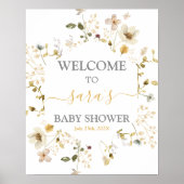 Wildflower Spring Baby shower Girl Welkomstteken Poster (Voorkant)