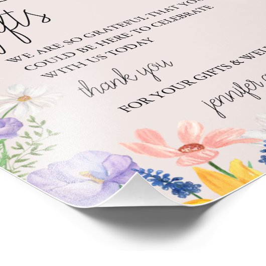 Wildflower Spring Baby shower Kaarten en geschenke Foto Afdruk (Hoek)