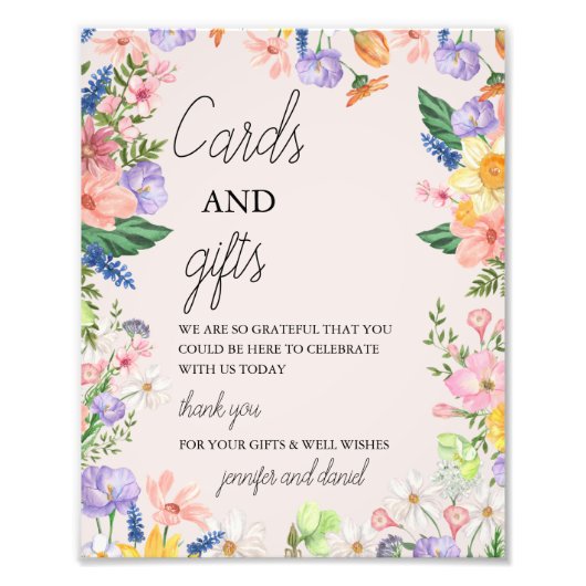 Wildflower Spring Baby shower Kaarten en geschenke Foto Afdruk (Voorkant)