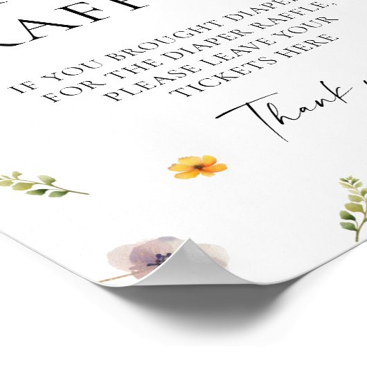 Wildflower Spring Baby shower Luier Raffle Game Poster (Hoek)