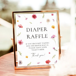 Wildflower Spring Baby shower Luier Raffle Game Poster