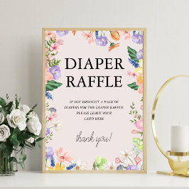Wildflower Spring Baby shower Luier Raffle Sign Foto Afdruk
