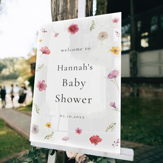 Wildflower Spring Baby shower Welkom Acryl Bord