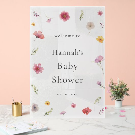 Wildflower Spring Baby shower Welkom Acryl Bord